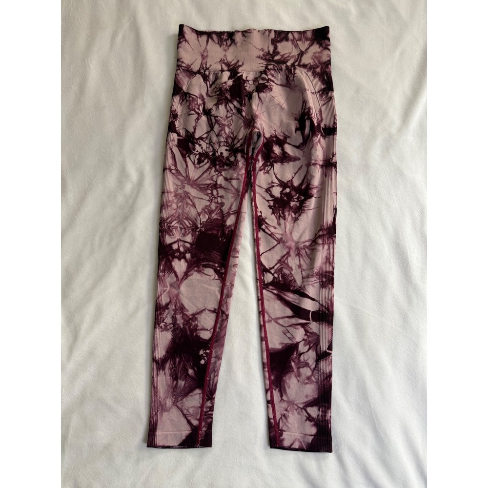 Unbranded Women Purple Tie Dye Seamless Scrunch Butt High Waist Leggings L